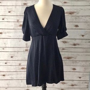 Zara Navy Blue White Polka Dot Satin Mini Dress